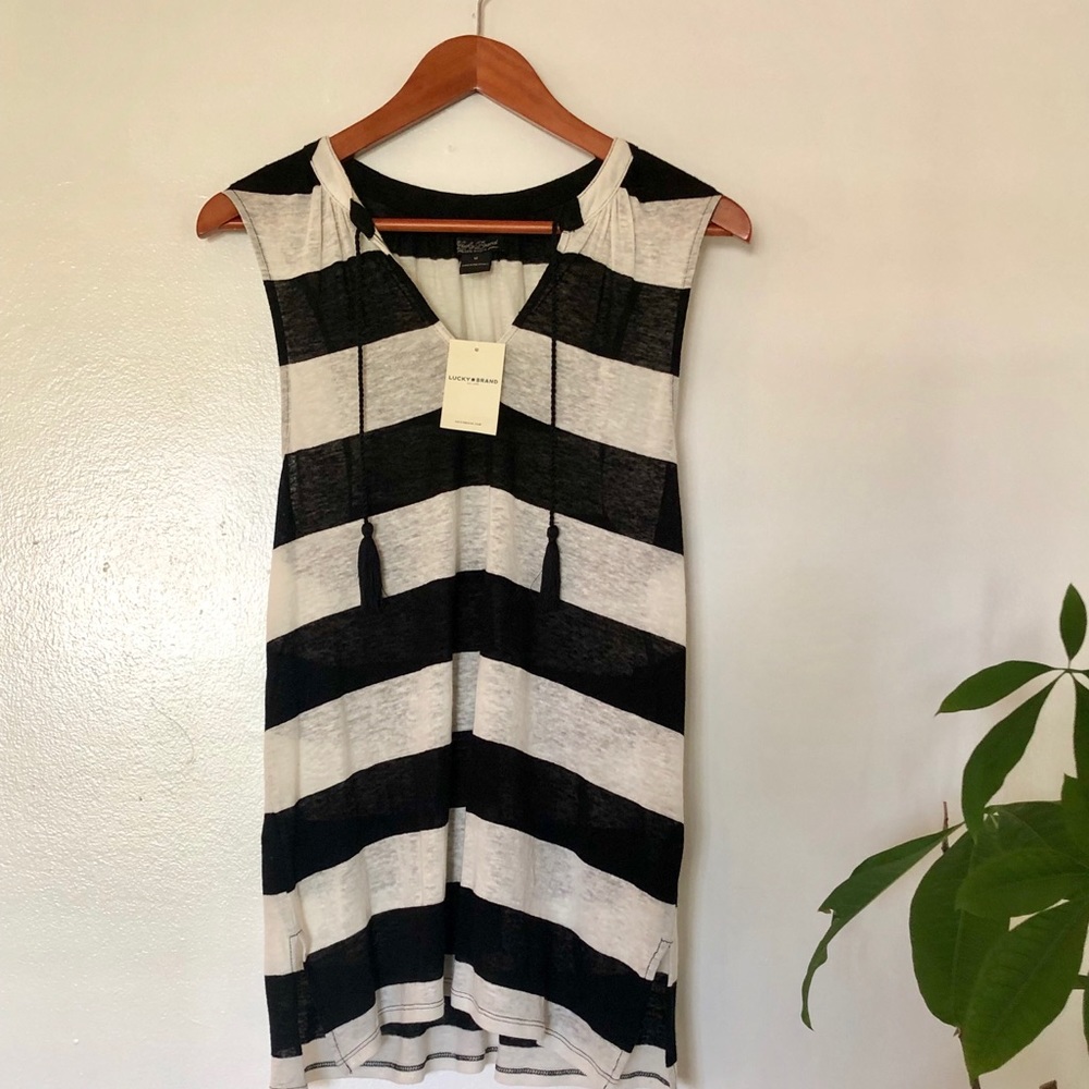 Lucky Brand Black and Cream Top